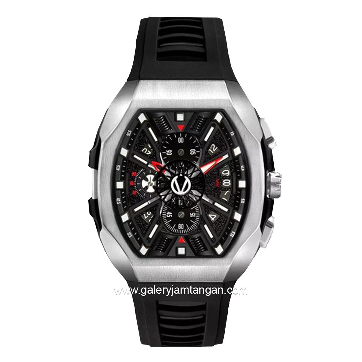 CHRIST VERRA CV 12080G-31 BLK Limited Edition Black Silver Rubber Strap