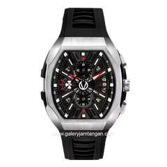 CHRIST VERRA CV 12080G-31 BLK Limited Edition Black Silver Rubber Strap