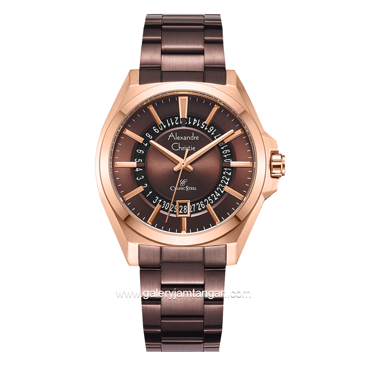 Alexandre Christie AC 8688 MD Brown Rosegold Stainless Steel Strap