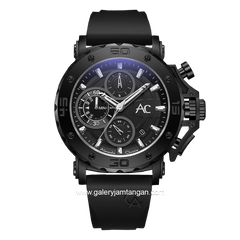 Alexandre Christie AC 9205 MC Full Black Rubber Strap
