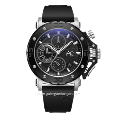 Alexandre Christie AC 9205 MC Black Silver Rubber Strap