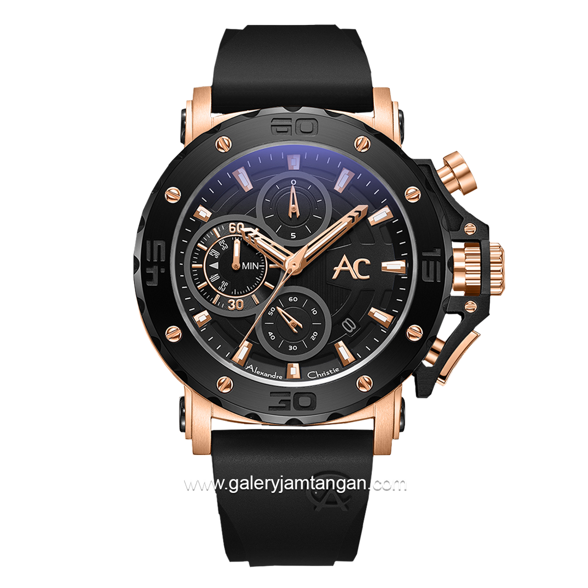 Alexandre Christie AC 9205 MC Black Rubber Strap
