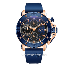 Alexandre Christie AC 9205 MC Blue Rosegold Rubber Strap
