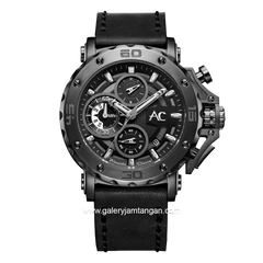 Alexandre Christie AC 9205 MC Collection Black Leather Strap