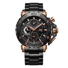 Sale Alexandre Christie AC 9205 MC Black Rosegold Stainless Steel