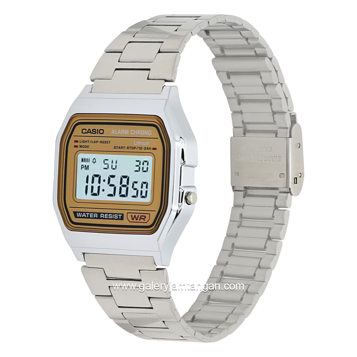 CASIO VINTAGE A158WEA-9DF Digital Silver Champagne Stainless Steel