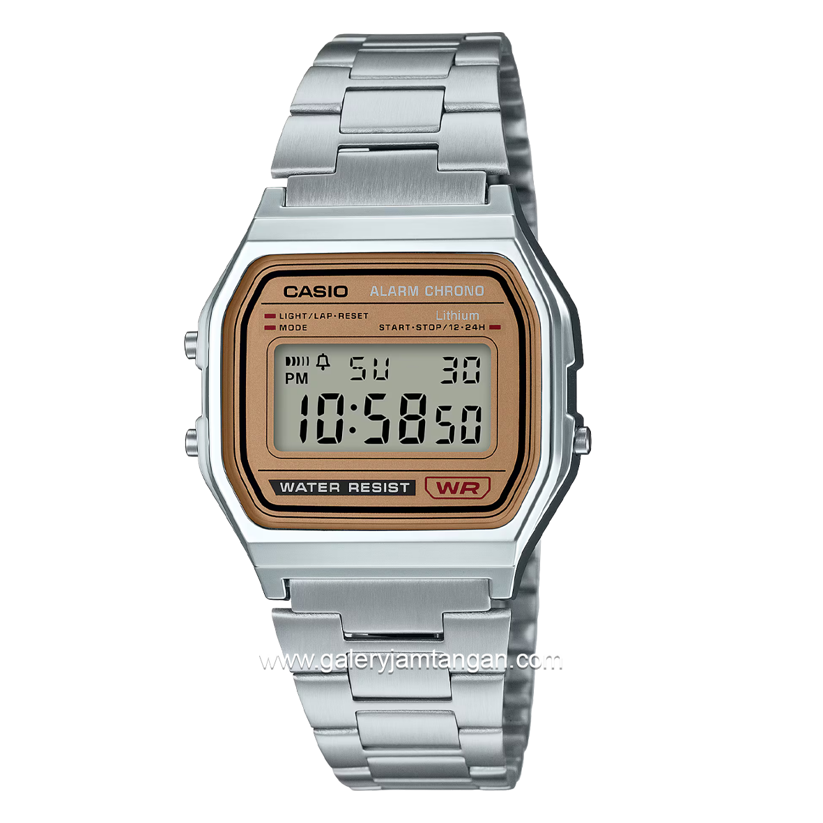 CASIO VINTAGE A158WEA-9DF Digital Silver Champagne Stainless Steel