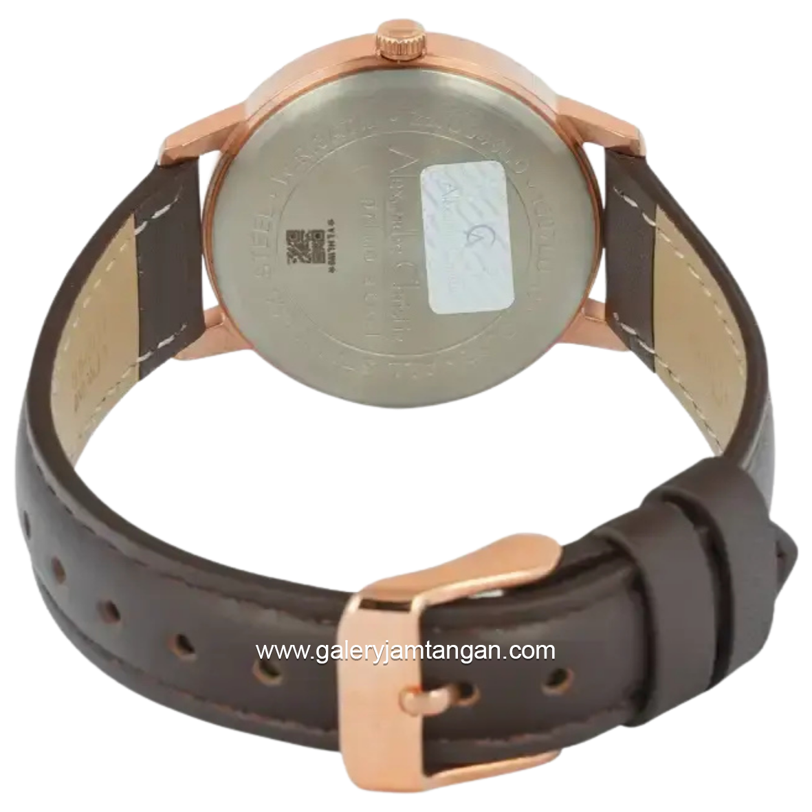 Alexandre Christie Primo AC 1007 LD Brown Rosegold Dial Black Leather Strap