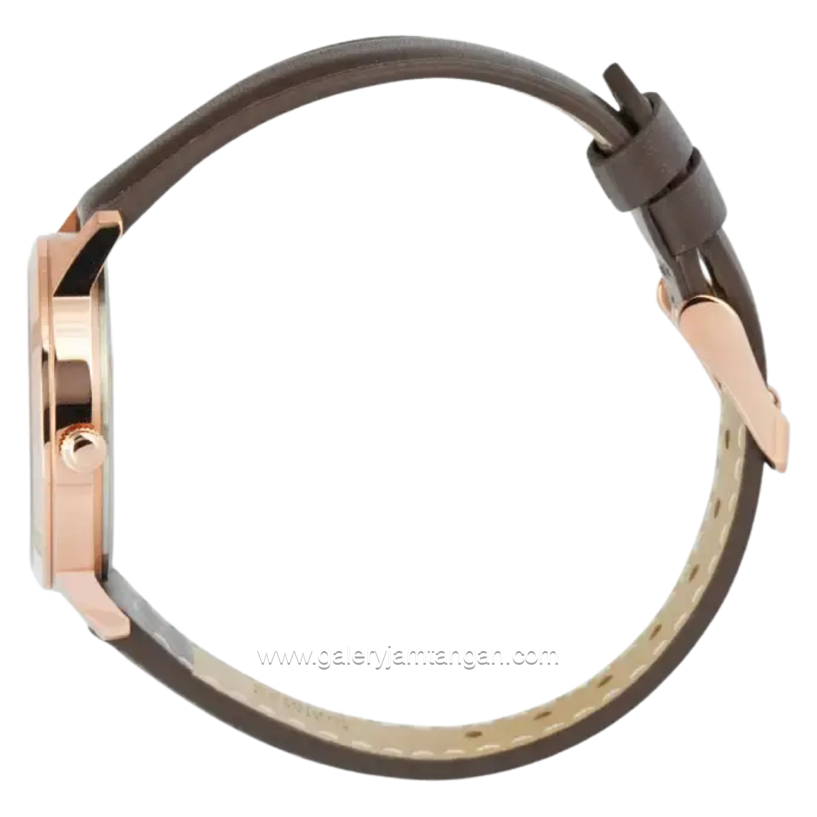 Alexandre Christie Primo AC 1007 LD Brown Rosegold Dial Black Leather Strap