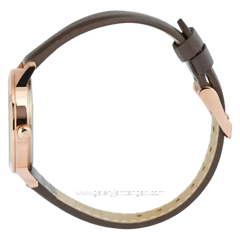 Alexandre Christie Primo AC 1007 LD Brown Rosegold Dial Black Leather Strap