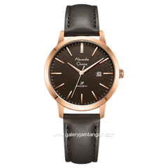 Alexandre Christie AC 1007 LD Brown Rosegold Dial Brown Leather Strap