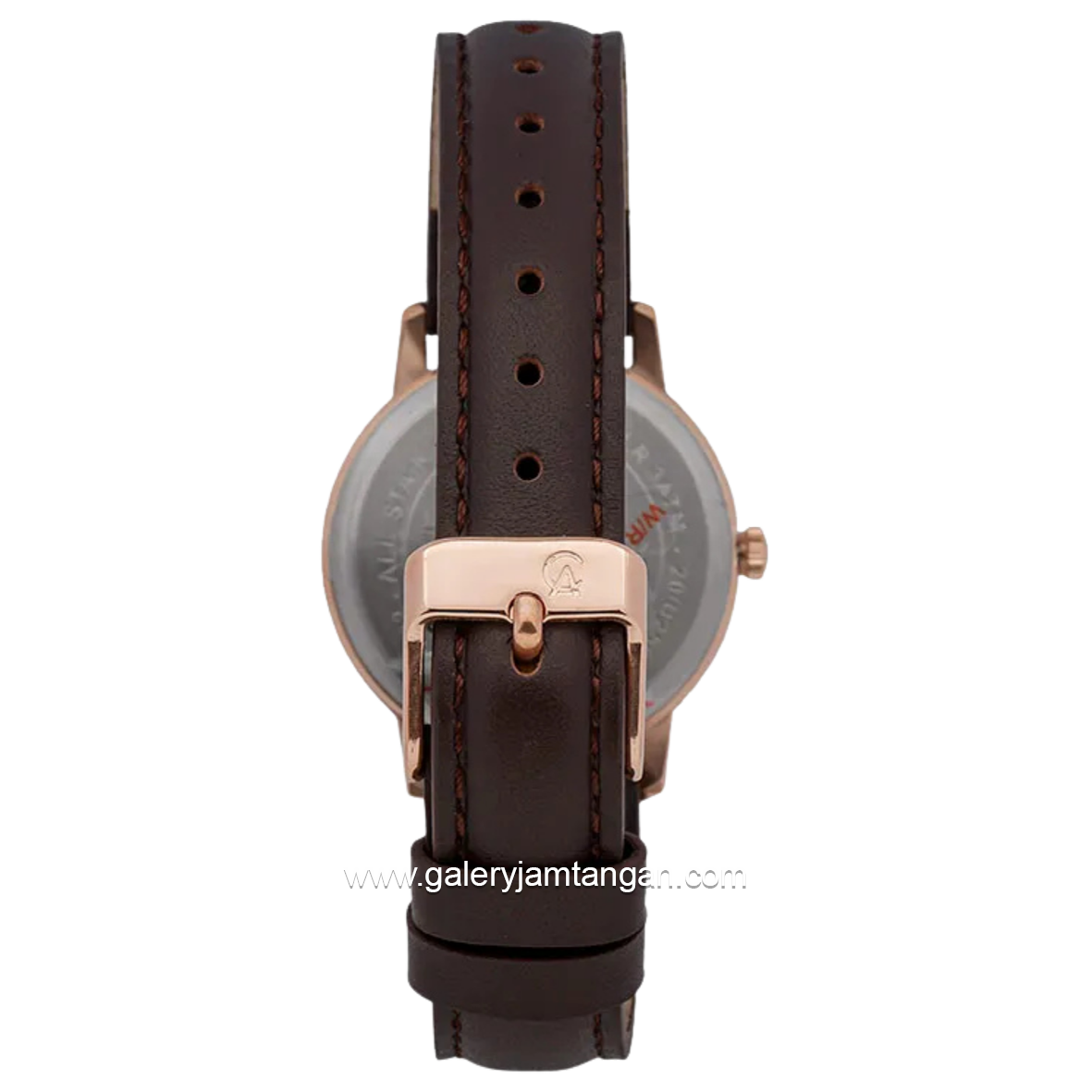 Alexandre Christie Primo AC 1007 LD Brown Rosegold Dial White Leather Strap