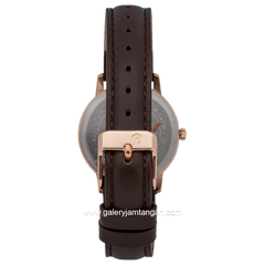 Alexandre Christie Primo AC 1007 LD Brown Rosegold Dial White Leather Strap