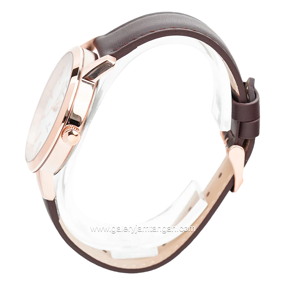 Alexandre Christie AC 1007 LD Brown Rosegold Leather Strap