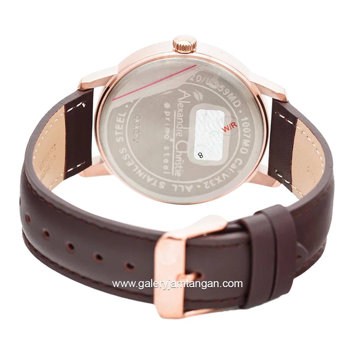 Alexandre Christie AC 1007 LD Brown Rosegold Leather Strap