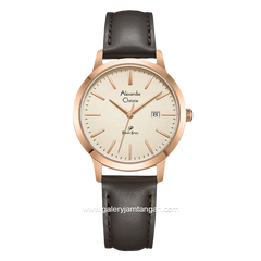 Alexandre Christie AC 1007 LD Brown Rosegold Leather Strap