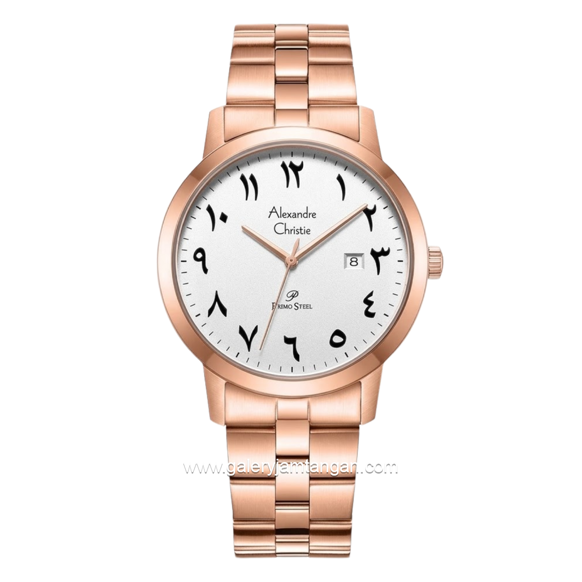 Alexandre Christie AC 1007 MDBRGSLBA Rosegold Dial White Arab Stainless Steel