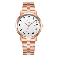 Alexandre Christie AC 1007 MDBRGSLBA Rosegold Dial White Arab Stainless Steel