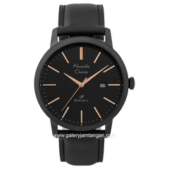 Alexandre Christie Primo AC 1007 MD Black Jarum Rosegold Leather Strap