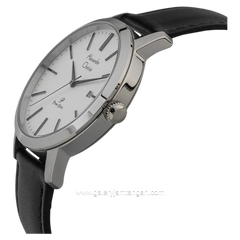 Alexandre Christie AC 1007 MD Black Silver Dial White Leather Strap