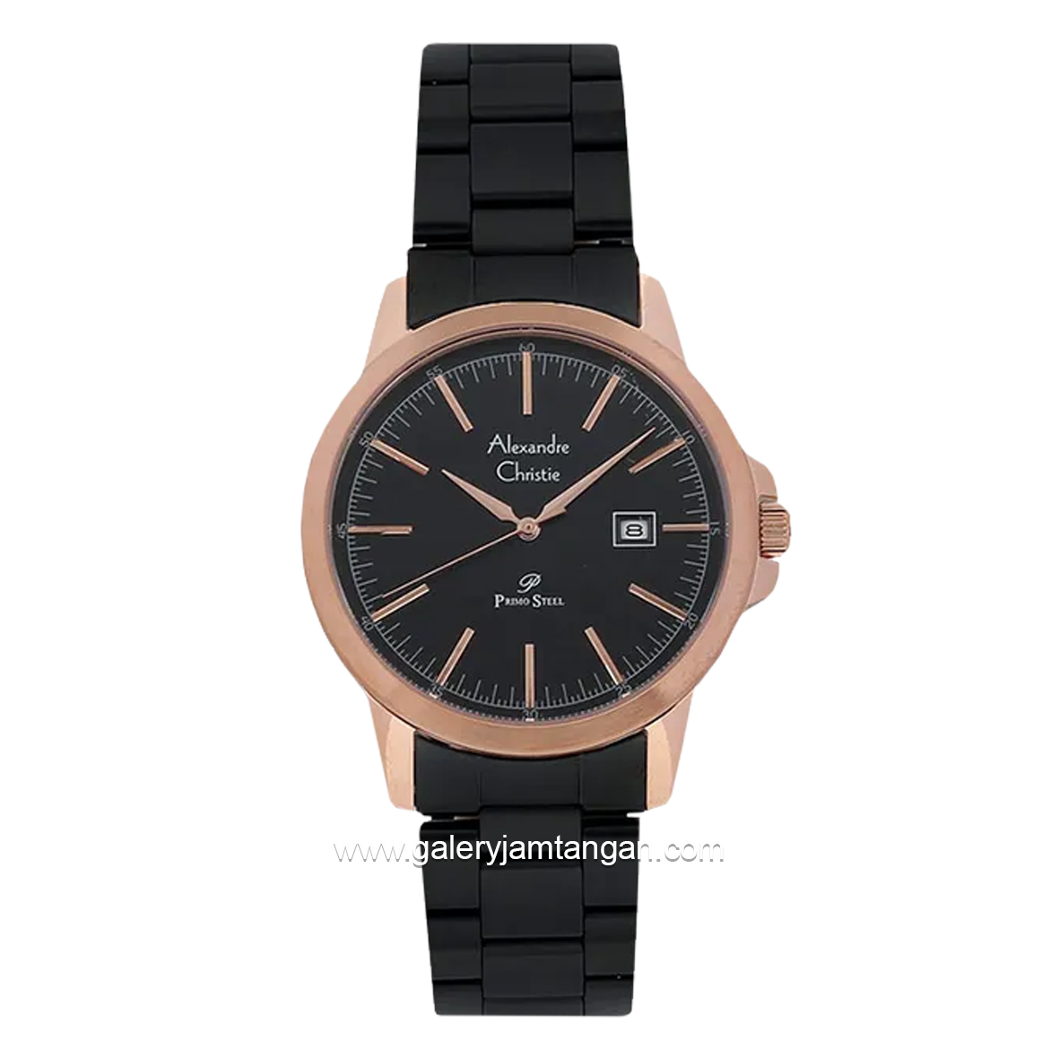 Alexandre Christie AC 1008 LD Black Ring Rosegold Stainless Steel
