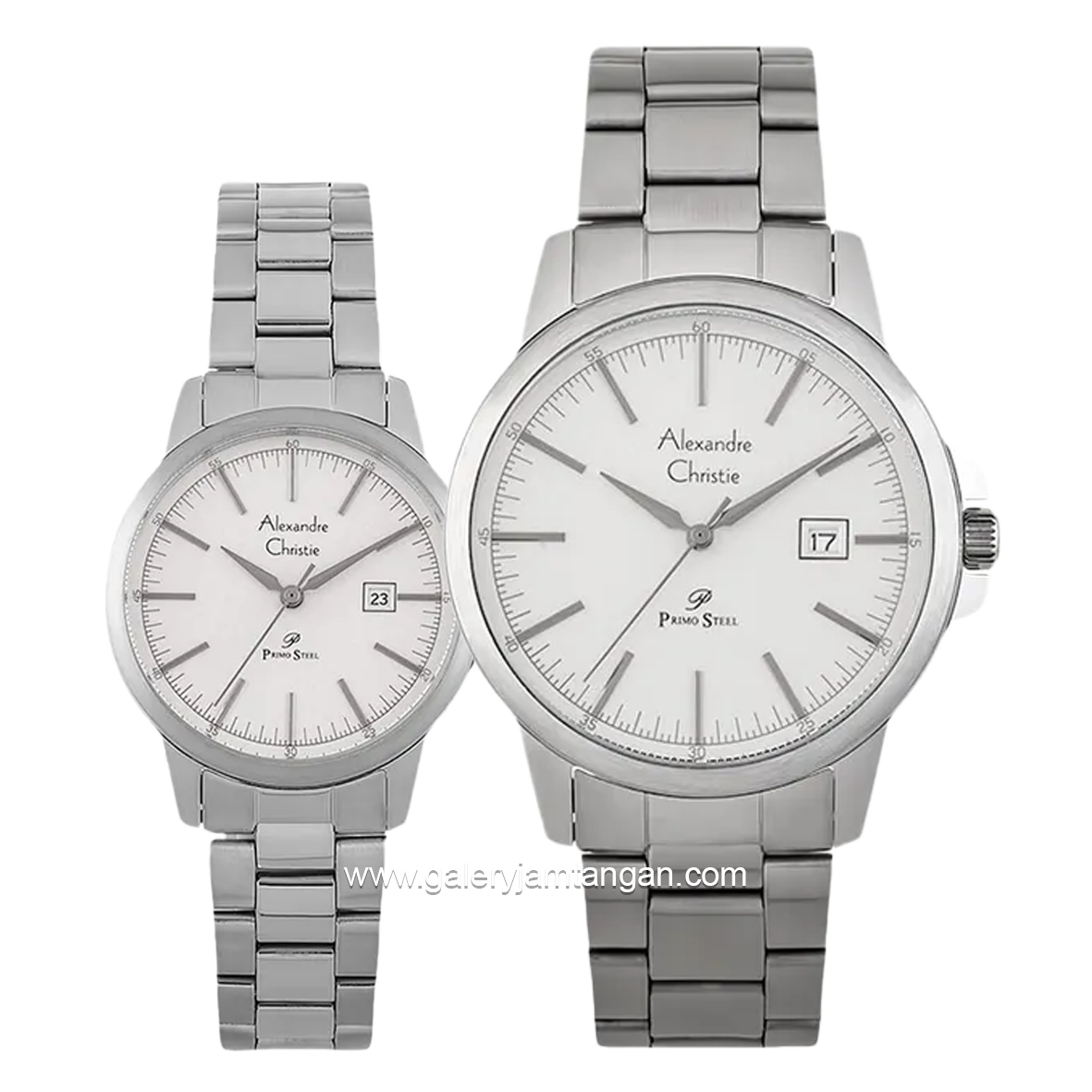 Alexandre Christie Primo Style AC 1008 MD & AC 1008 LD Silver Dial White Stainless Steel