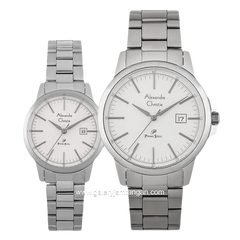 Alexandre Christie Primo Style AC 1008 MD & AC 1008 LD Silver Dial White Stainless Steel