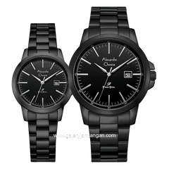 Alexandre Christie Primo Style AC 1008 MD & AC 1008 LD Black Hour Marker Silver Stainless Steel