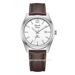 Alexandre Christie AC 1012 LD Brown Dial White Leather Strap