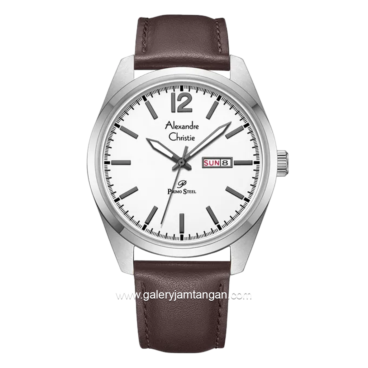 Alexandre Christie AC 1012 ME Brown Dial White Leather Strap