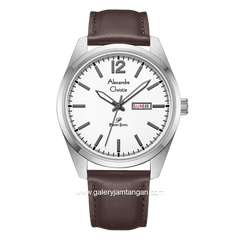 Alexandre Christie AC 1012 ME Brown Dial White Leather Strap