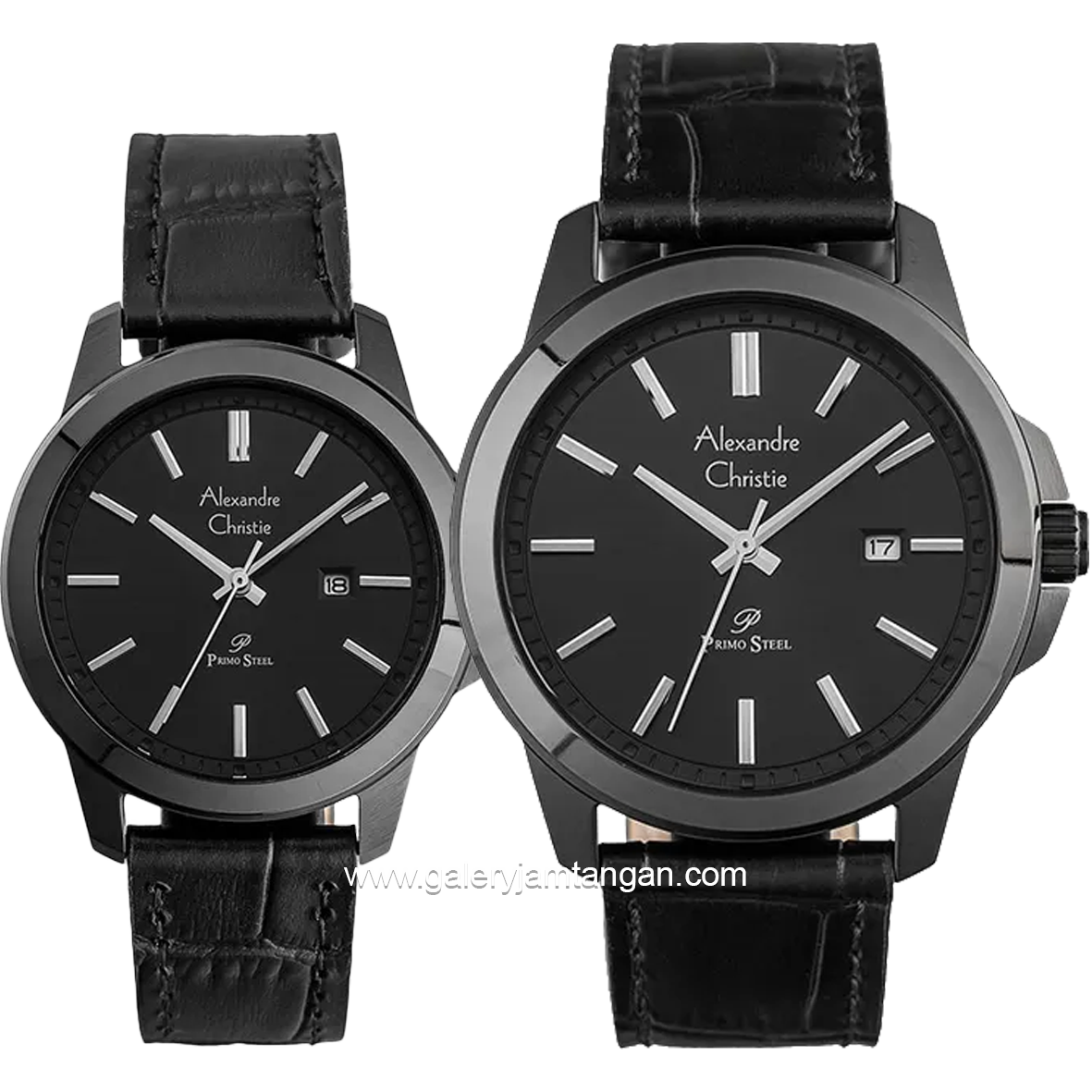 Alexandre Christie AC 1017 MD & AC 1017 LD Black Leather Strap