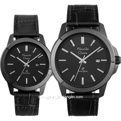 Alexandre Christie AC 1017 MD & AC 1017 LD Black Leather Strap