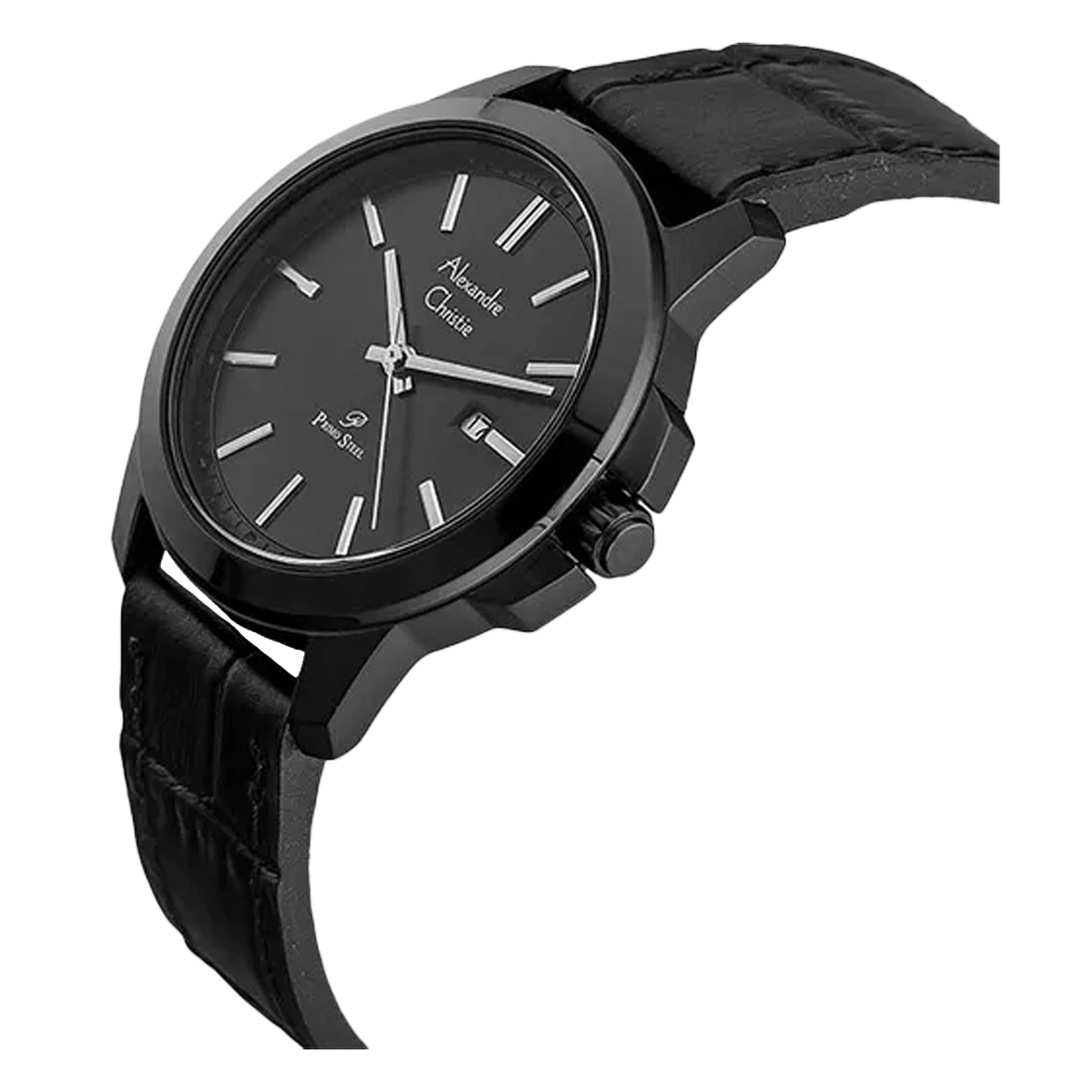 Alexandre Christie AC 1017 MD & AC 1017 LD Black Leather Strap