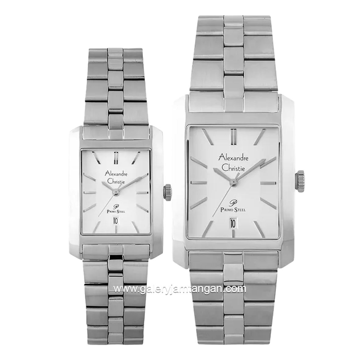 Alexandre Christie AC 1019 MD & AC 1019 LD Silver Dial White Stainless Steel