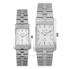 Alexandre Christie AC 1019 MD & AC 1019 LD Silver Dial White Stainless Steel