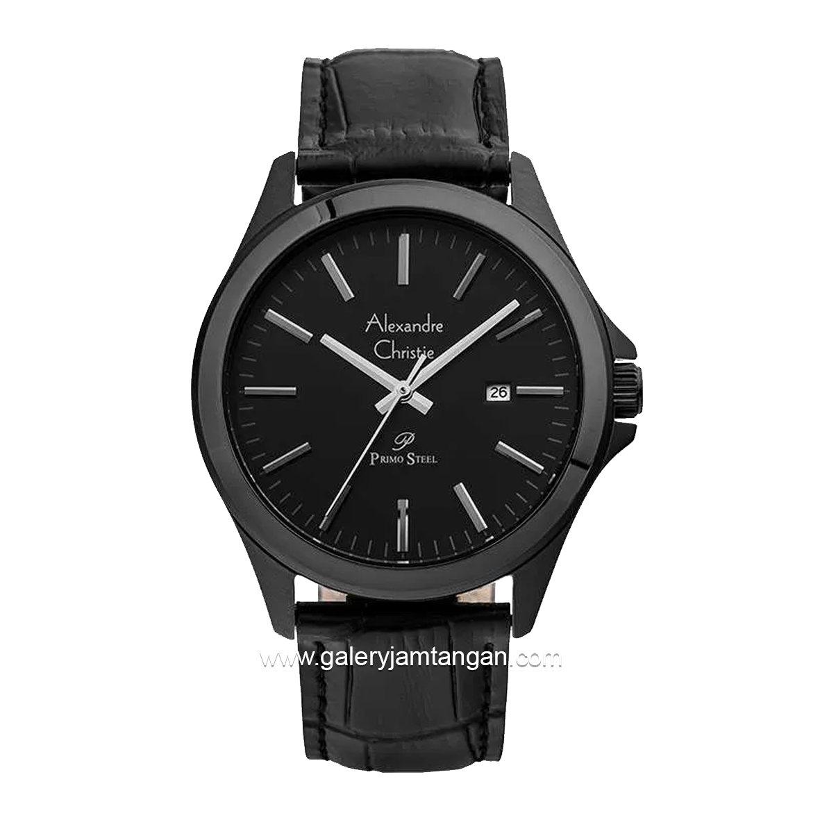 Alexandre Christie AC 1026 MD Black Leather Strap