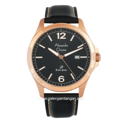 Alexandre Christie AC 1029 MDLRGBA Black Rosegold Dial Black Leather Strap