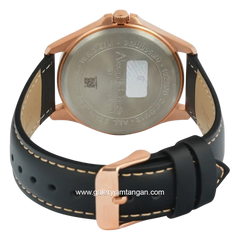 Alexandre Christie AC 1029 MDLRGBA Black Rosegold Dial Black Leather Strap