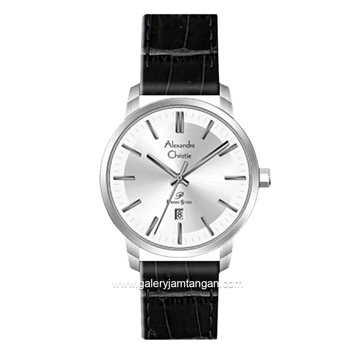 Alexandre Christie AC 1030 LD Black Silver Leather Strap
