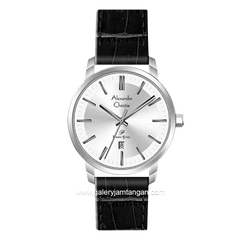 Alexandre Christie AC 1030 LD Black Silver Leather Strap