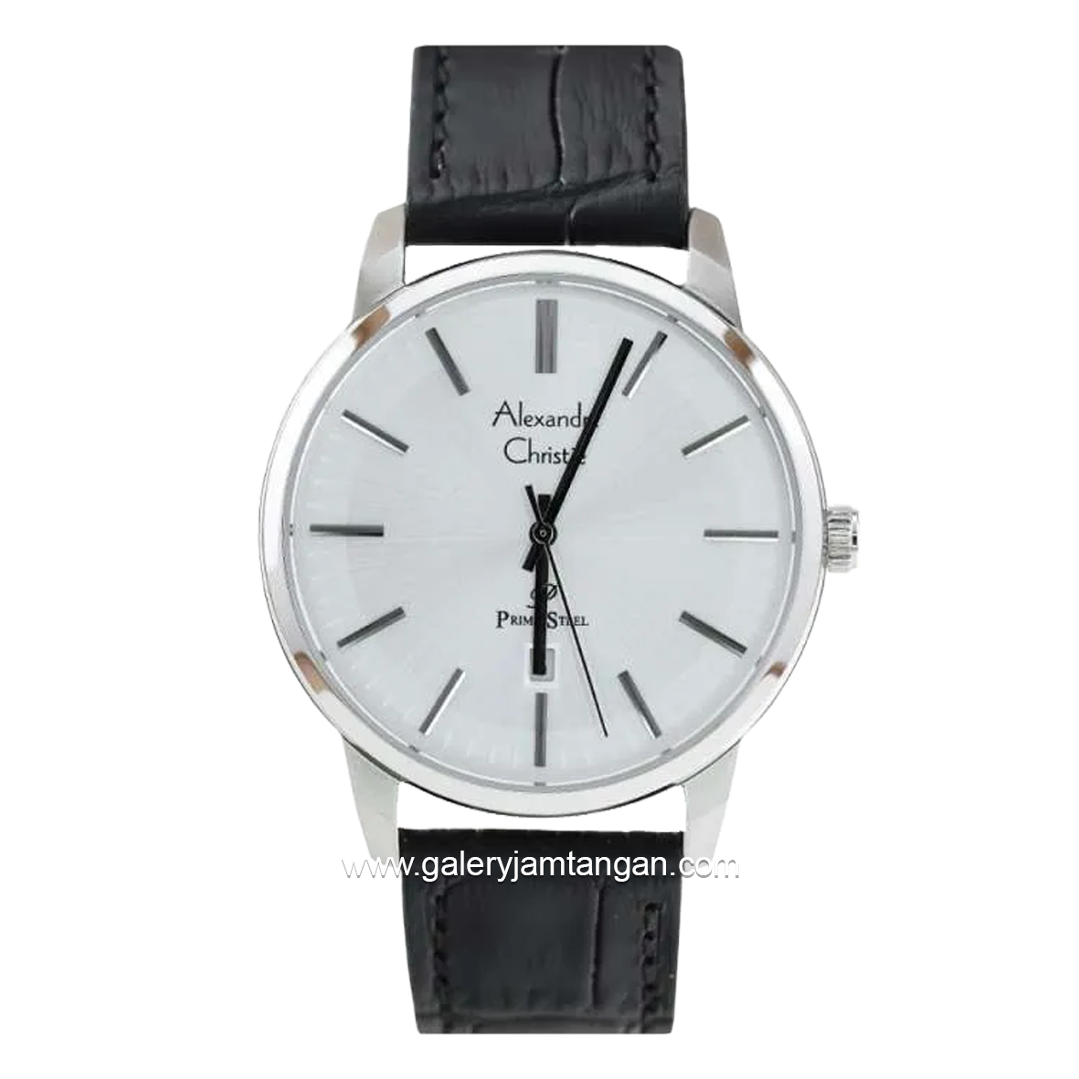 Alexandre Christie AC 1030 MD Black Silver Leather Strap