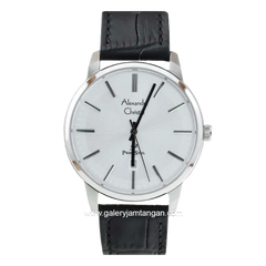 Alexandre Christie AC 1030 MD Black Silver Leather Strap