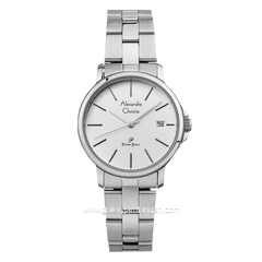 Alexandre Christie AC 1032 LD Silver Dial White Stainless Steel Strap