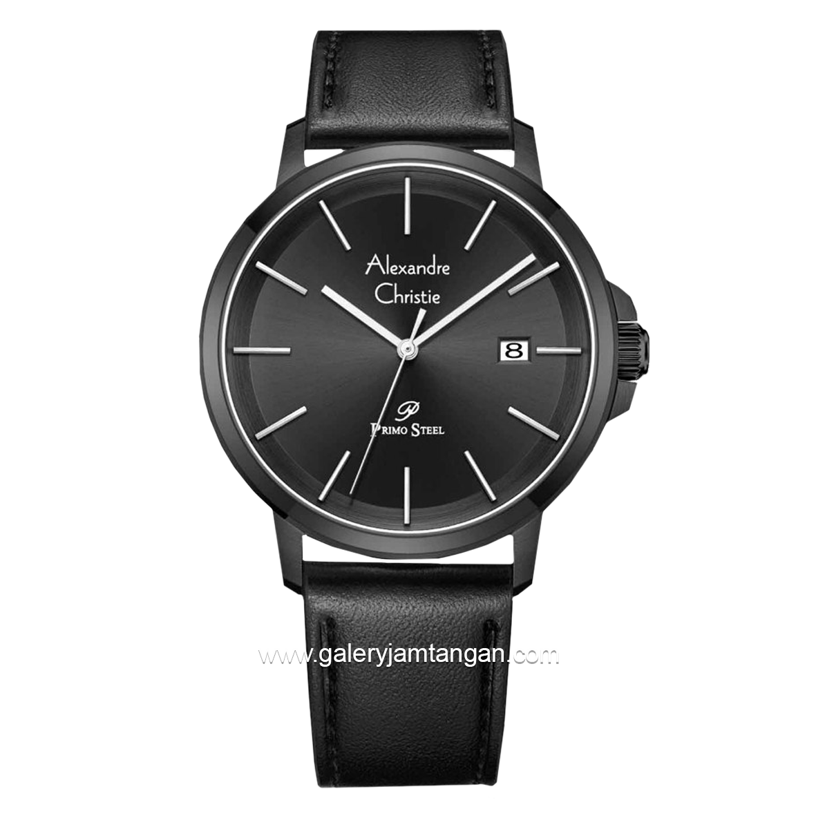 Alexandre Christie AC 1032 MD Black Leather Strap