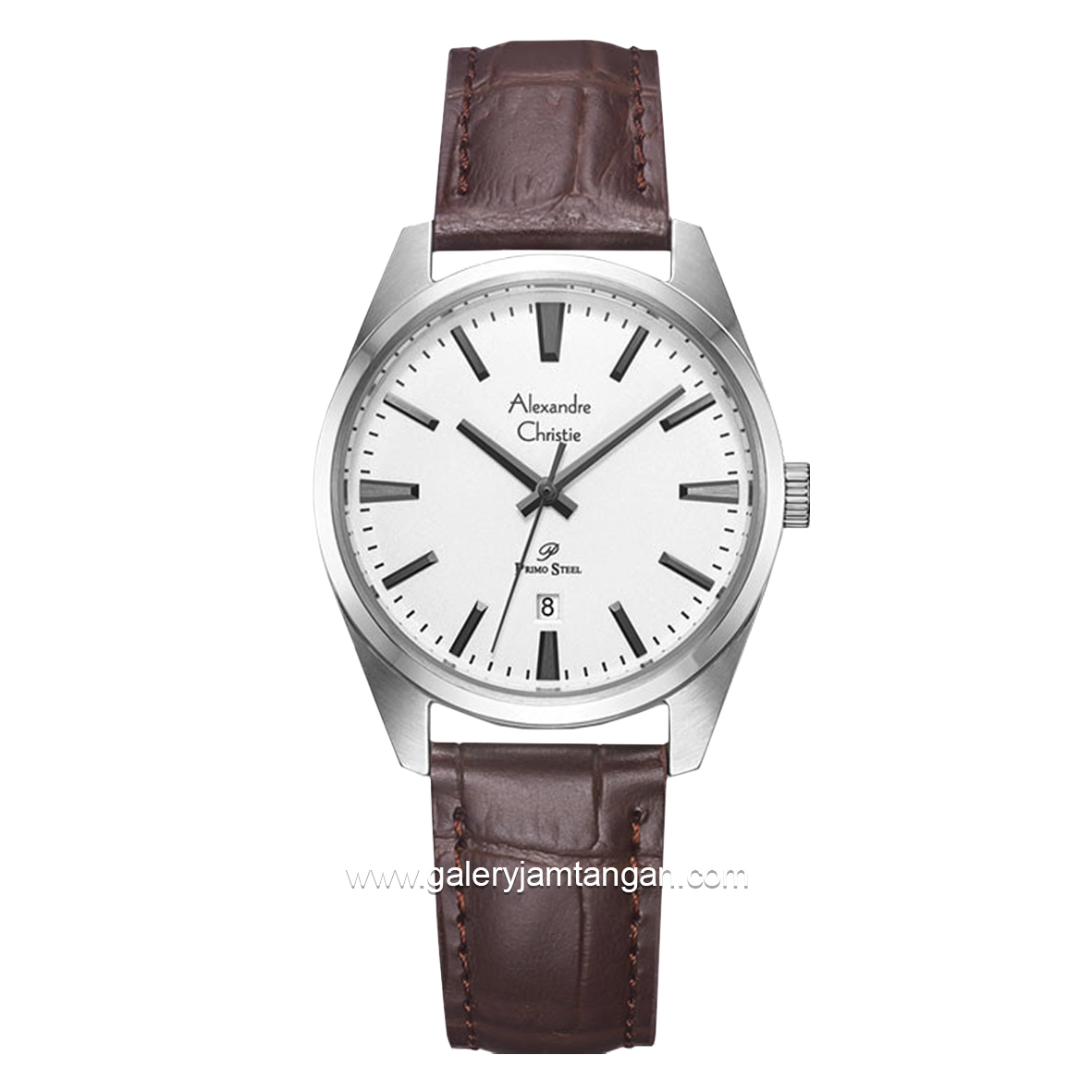 Alexandre Christie AC 1035 LD Brown Silver Leather Strap
