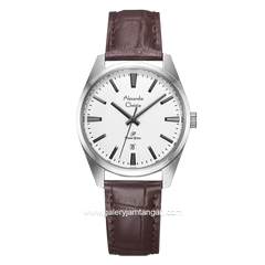 Alexandre Christie AC 1035 LD Brown Silver Leather Strap
