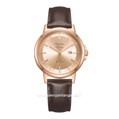 Alexandre Christie AC 1036 LDLRGLN Brown Dial Rosegold Leather Strap