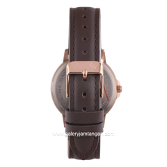Alexandre Christie AC 1036 LDLRGSL Brown Dial Silver Leather Strap