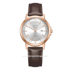 Alexandre Christie AC 1036 LDLRGSL Brown Dial Silver Leather Strap